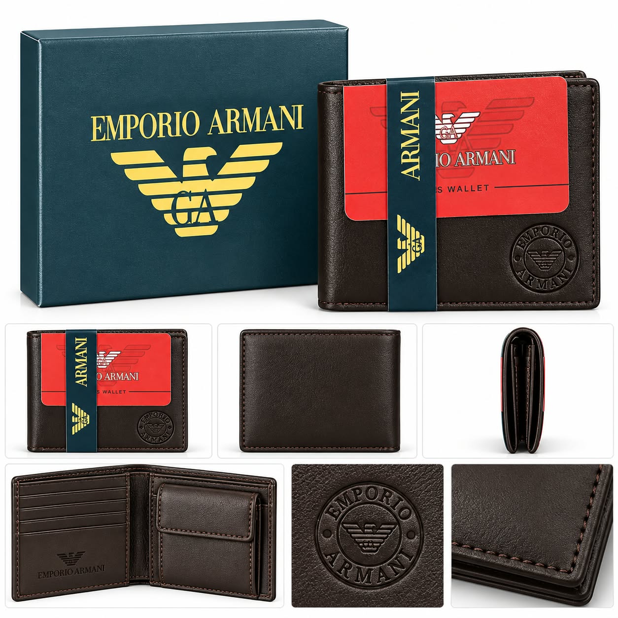 Men’s Brown Premium Wallet with Multiple Card Slots & Gift Box