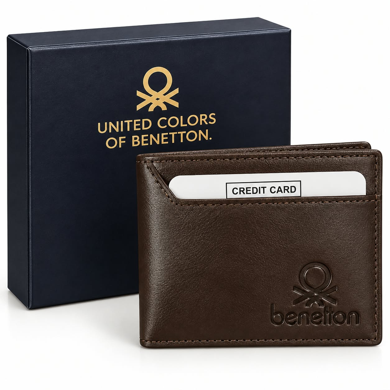 United Colors of Benetton Men’s Brown Wallet with Gift Box