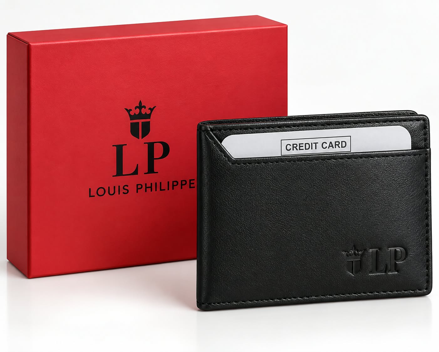 Louis Philippe Men’s Black Premium Wallet with Gift Box