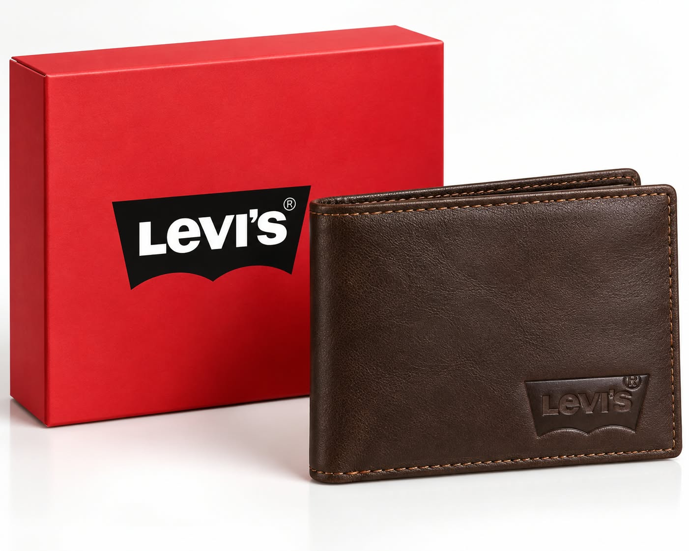 Levi’s Men’s Brown Premium Wallet with Gift Box Short Description