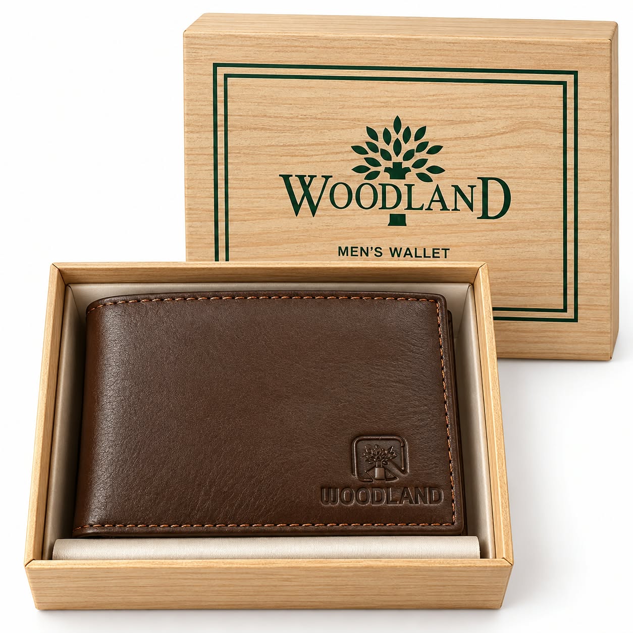 Woodland Men’s Brown Premium Wallet with Gift Box
