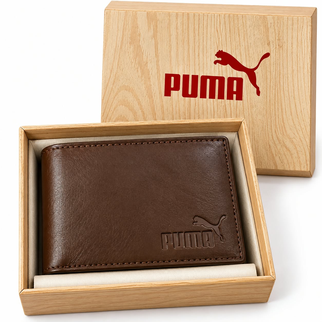 PUMA Men’s Brown Premium Wallet with Gift Box