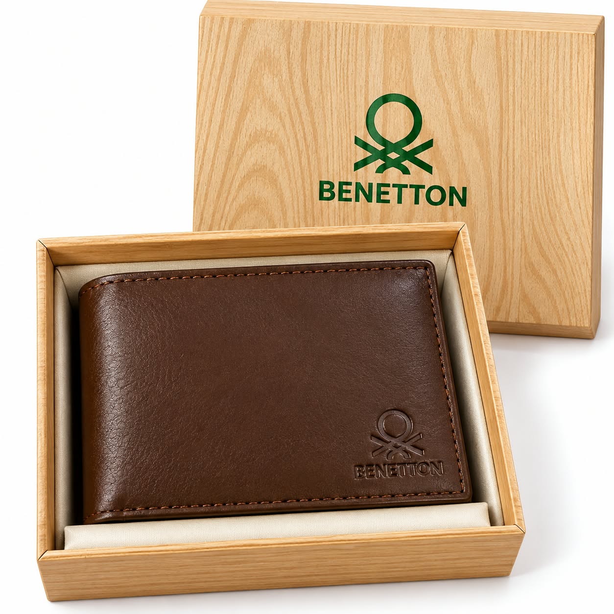 United Colors of Benetton Men’s Brown Wallet with Premium Gift Box