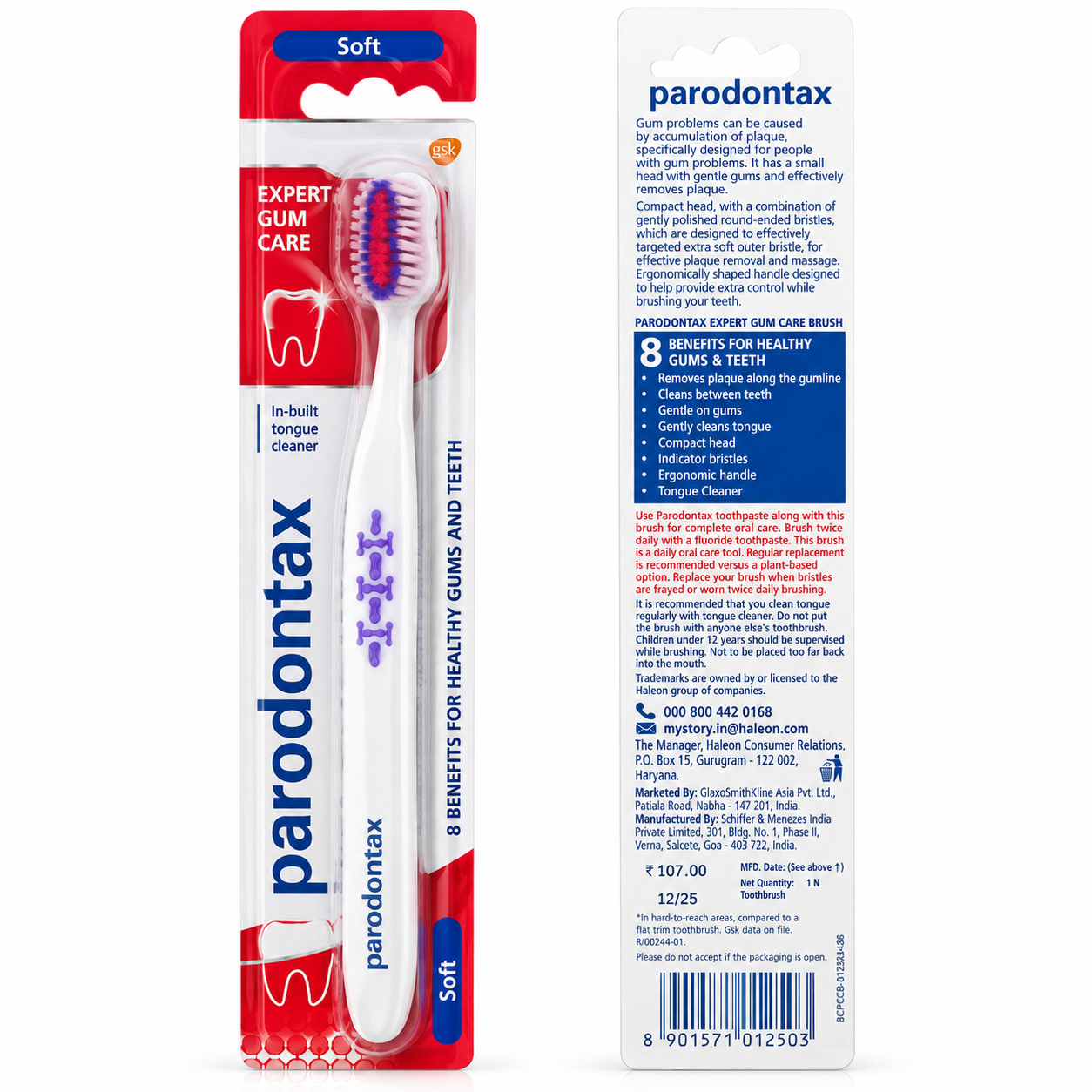 Parodontax Expert Gum Care Soft Toothbrush with In-Built Tongue Cleaner