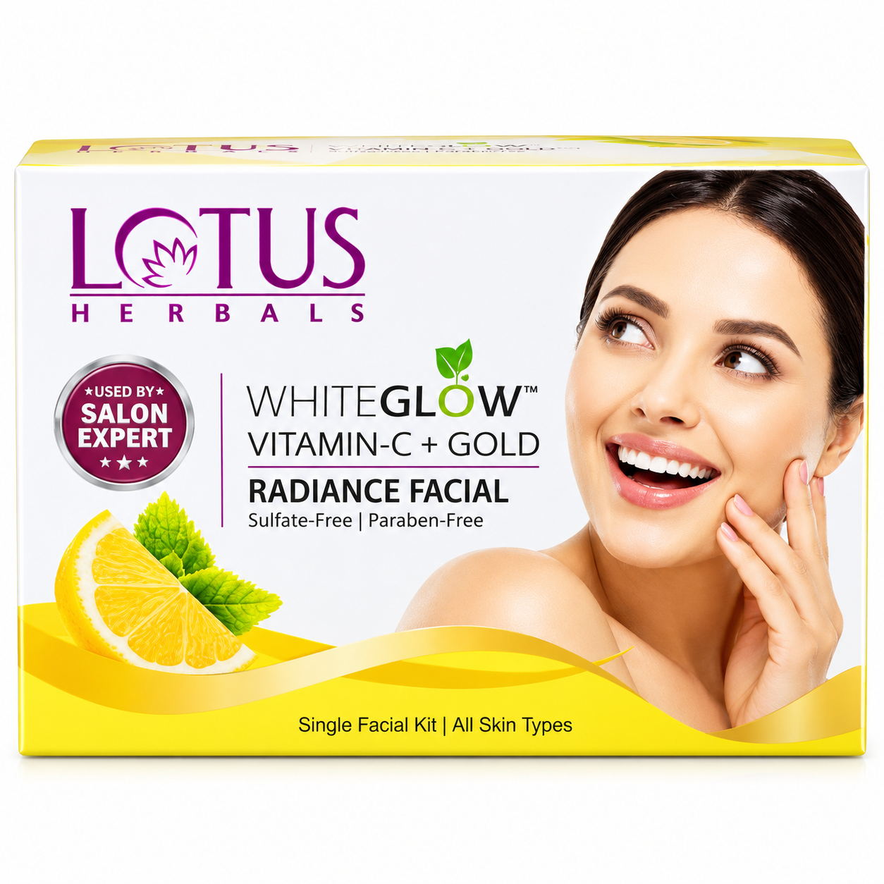 Lotus Herbals WhiteGlow Vitamin-C + Gold Radiance Facial Kit | Salon Grade | Sulfate-Free & Paraben-Free | Single Facial Kit | All Skin Types