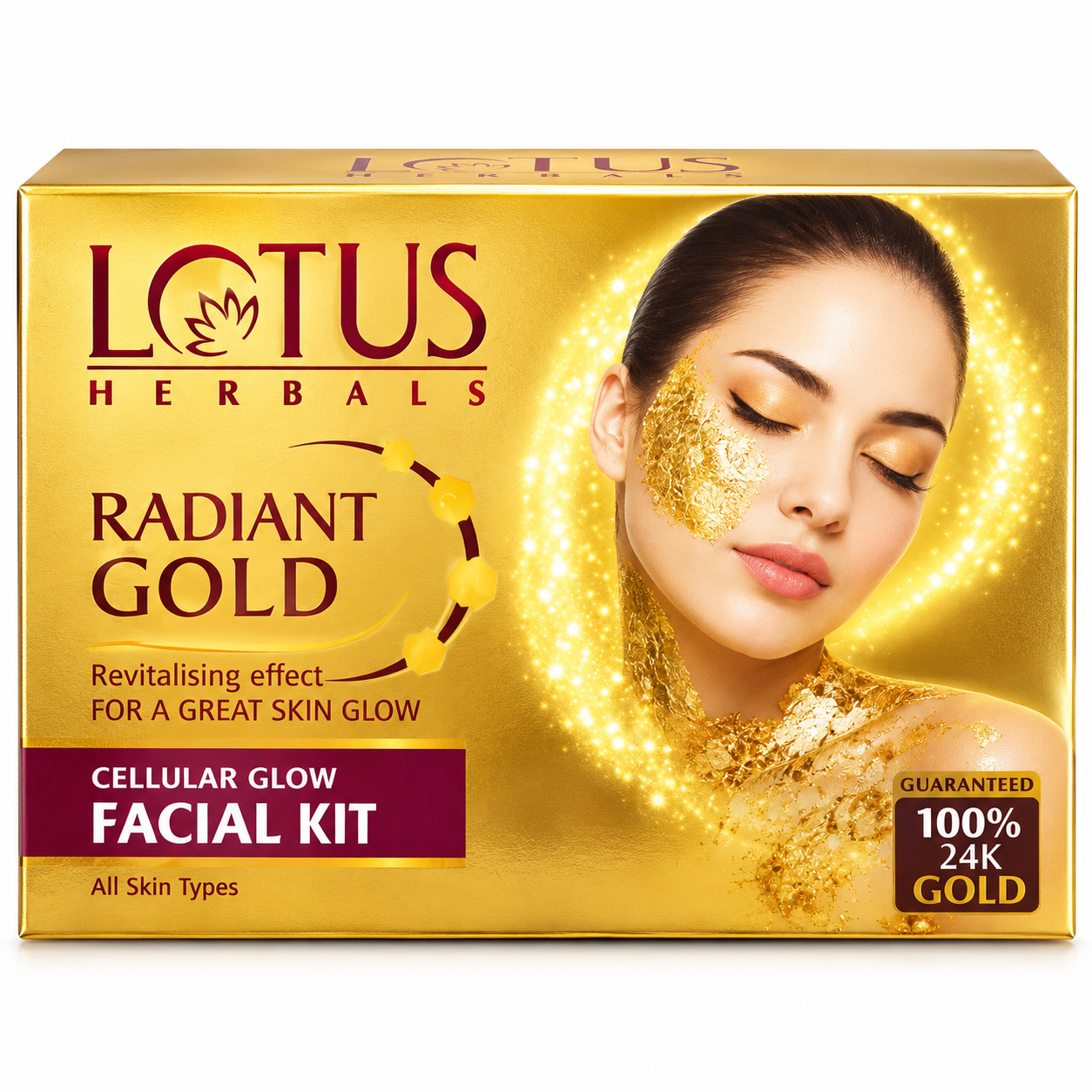 Lotus Herbals Radiant Gold Cellular Glow Facial Kit | 24K Gold | All Skin Types