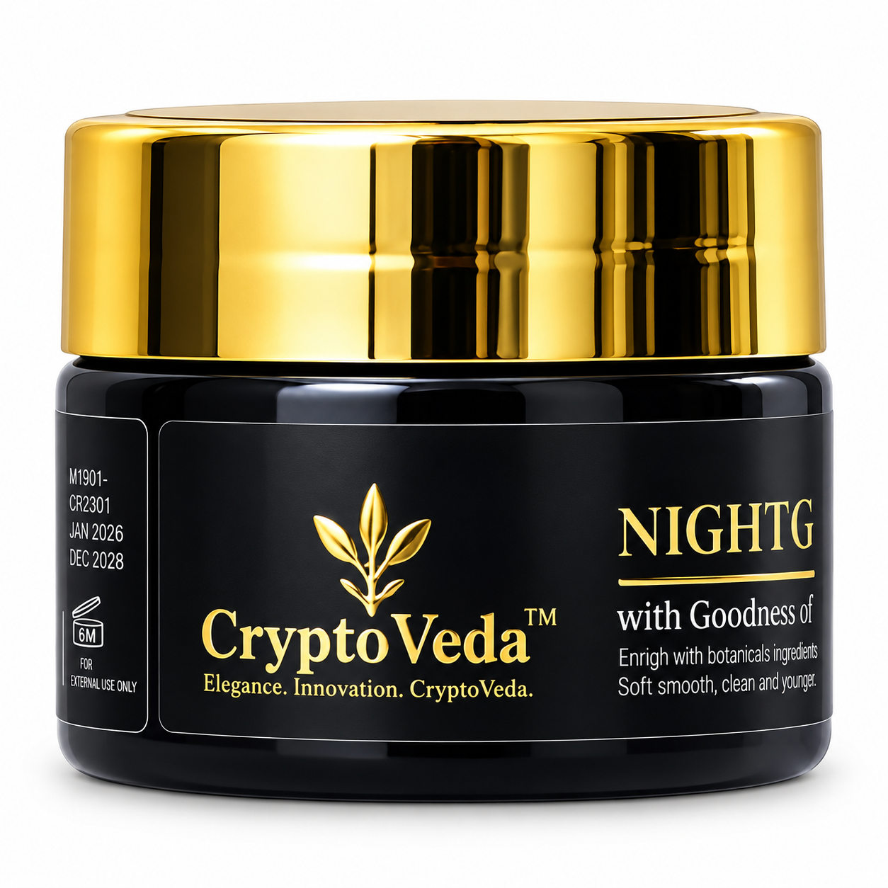 CryptoVeda Night Glow Cream with Rose, Neem & Turmeric – 25 gm