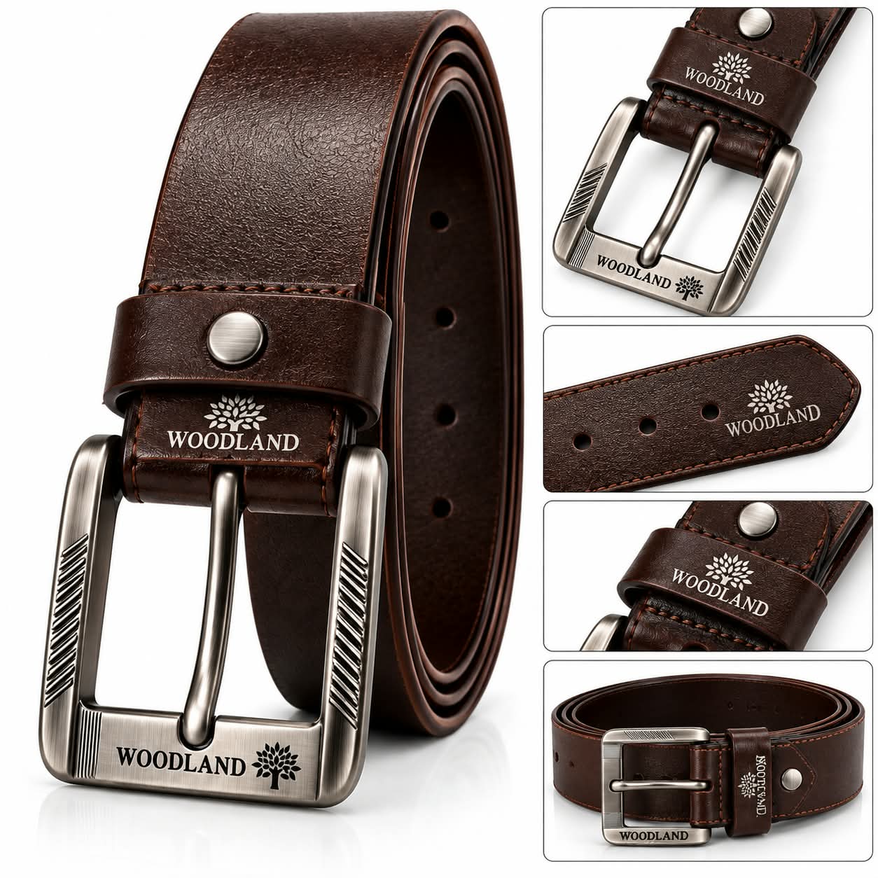 Men’s Brown Leather Belt with Premium Silver Buckle – Stylish Casual & Formal Belt